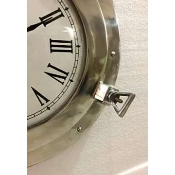 Antique Marine Brass Ship Porthole Clock Nautical Wall Clock Home Decorative (15" inches)