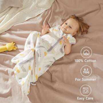 TILLYOU Sleep Sack 12-18 Months - 0.5 TOG Baby Wearable Blanket with 2-Way Zipper, Extra Soft Cotton...