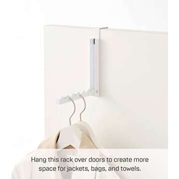 Yamazaki Home 7161 Over The Door Alloy Steel Hooks - Folding Hanging Coat Rack