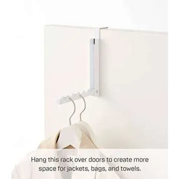 Yamazaki Home 7161 Over The Door Alloy Steel Hooks - Folding Hanging Coat Rack