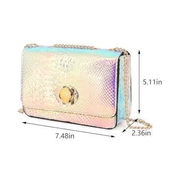 Segreto Women Hologram Evening Bag Handbag Holographic Shoulder Bag Chain Purse Crossbody Bag for Pa...