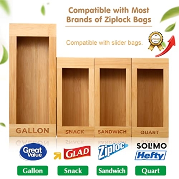 Lossey Bamboo Ziplock Bag Organizer - Stylish and Eco-Friendly