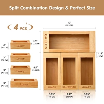 Lossey Bamboo Ziplock Bag Organizer - Stylish and Eco-Friendly