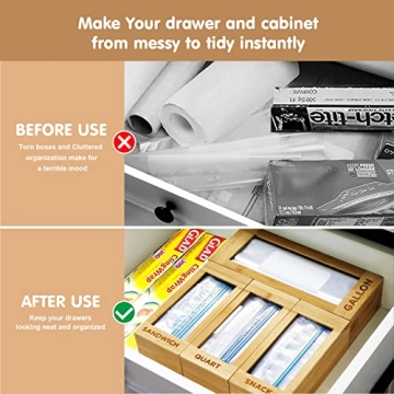 Lossey Bamboo Ziplock Bag Organizer - Stylish and Eco-Friendly