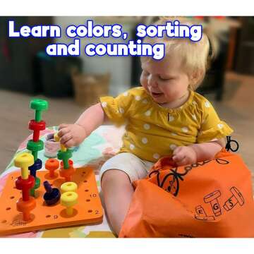 Montessori Peg Board Set for Toddlers with 30 Lacing Pegs