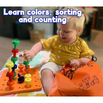 Montessori Peg Board Set for Toddlers with 30 Lacing Pegs