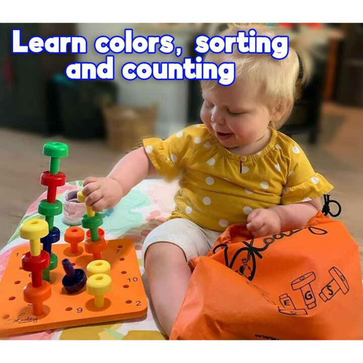 Montessori Peg Board Set for Toddlers with 30 Lacing Pegs