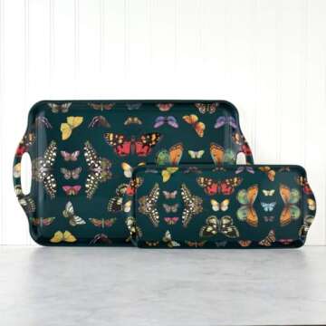 Pimpernel Butterfly Design Tea Serving Tray - Durable & Charming
