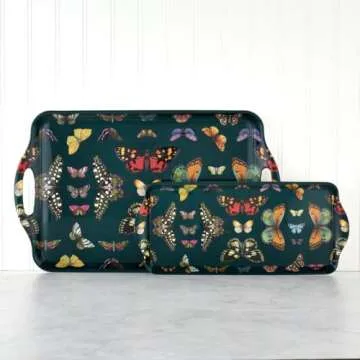 Pimpernel Butterfly Design Tea Serving Tray - Durable & Charming