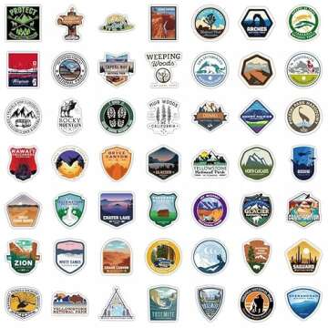 National Park Sticker Pack Set (100 pcs) | Adventure Nature Outdoors Hiking Camping Skiing Travel Stickers | Cool Suitcase Stickers Decals for Car Bumper Luggage, Laptop, Water Bottle, Phone Case