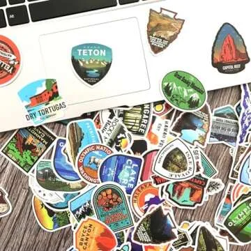 National Park Sticker Pack Set (100 pcs) | Adventure Nature Outdoors Hiking Camping Skiing Travel Stickers | Cool Suitcase Stickers Decals for Car Bumper Luggage, Laptop, Water Bottle, Phone Case