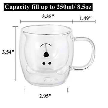 Yopay Double Wall Insulated Bear Mugs - Perfect Gift!