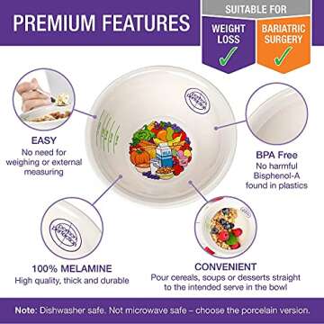 Portion Perfection Bariatric Surgery Must Haves: Melamine Post Op Bariatric Kit with Measuring Bowls and Bariatric Plates for Portion Control, Bariatric Eating Plan | Bariatric Cookbook