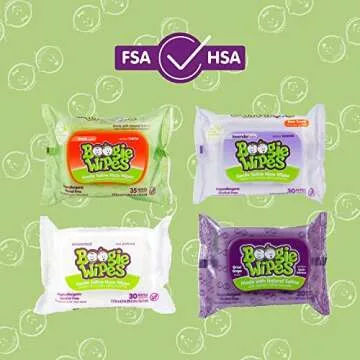 Saline Nose Wipes by Boogie, for Baby & Kids, Face, Hand & Body, FSA/HSA Eligible, Made with Vitamin E, Aloe, and Natural Saline, Lavender Scent, 30 Count (Pack of 6)