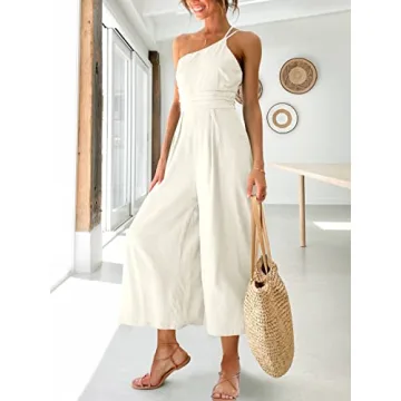 Summer One Shoulder Jumpsuit With Pockets for Women