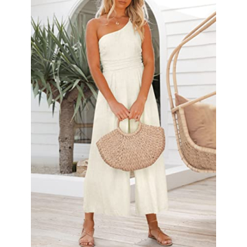 Summer One Shoulder Jumpsuit With Pockets for Women