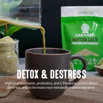 Lakanto Sugar Free Matcha Latte - Green Tea Powder with Shelf Stable Probiotics and Fiber, Sugar Free, Monk Fruit Sweetener, Keto Diet Friendly, Vegan, Detox, Destress, Antioxidants, Authentic (10 Oz)