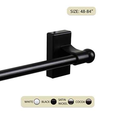 Rod Dessyne Magnetic Curtain Rod 48-84 inches Adjustable