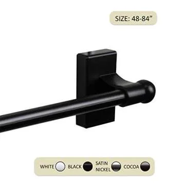 Rod Dessyne Magnetic Curtain Rod 48-84 inches Adjustable