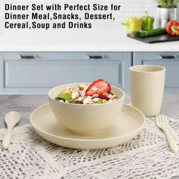 Buy Shopwithgreen Wheat Straw Dinnerware Set for 4 - Eco-Friendly & Durable