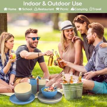 Buy Shopwithgreen Wheat Straw Dinnerware Set for 4 - Eco-Friendly & Durable