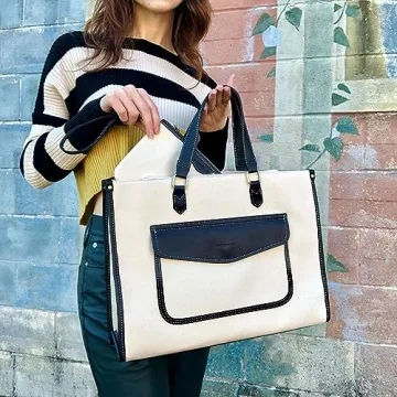 Stylish Missnine Canvas Laptop Tote Bag for Women