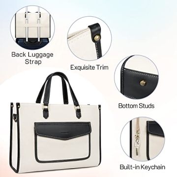 Stylish Missnine Canvas Laptop Tote Bag for Women