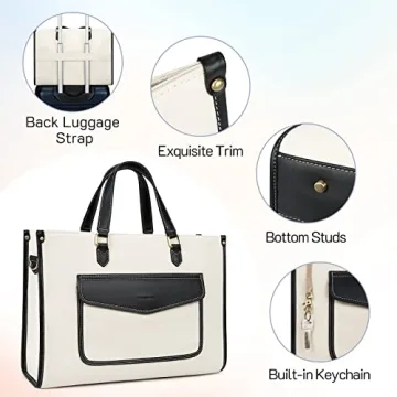 Stylish Missnine Canvas Laptop Tote Bag for Women