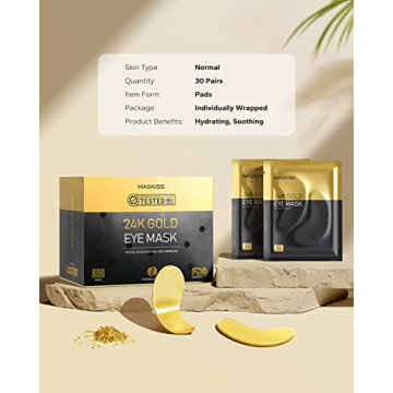 Maskiss 24K Gold Under Eye Patches for Dark Circles
