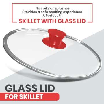 Utopia Kitchen Saute Frying Pan 12 Inch, Cast Iron Chefs Pan, Pre Seasoned Cast Iron Skillet With Li...