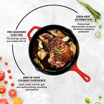 Utopia Kitchen 12" Cast Iron Skillet - Versatile Cooking Pan