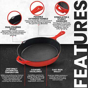 Utopia Kitchen 12" Cast Iron Skillet - Versatile Cooking Pan