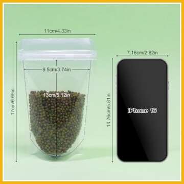 SumDirect Clear Zipper Resealable Stand Up Drink Bags Pouches for Food Snack Tea