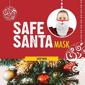 GALVANOX (2 Pack) SANTA BEARD FACE MASK Costume for Christmas Holiday (One Size Fits All, Adults)