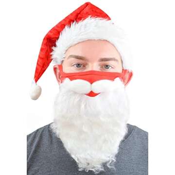 GALVANOX (2 Pack) SANTA BEARD FACE MASK Costume for Christmas Holiday (One Size Fits All, Adults)