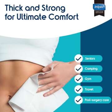 Inspire Rinse Free Body Wash Wipes | Bathing Wipes, Shower Wipes | Extra Large Adult Wipes With Aloe...