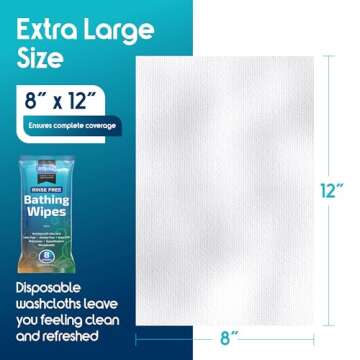 Inspire Rinse Free Body Wash Wipes | Bathing Wipes, Shower Wipes | Extra Large Adult Wipes With Aloe | Cleansing Adult Wipes | Body Wipes For Women And Men | Disposable Washcloths For Adults Bathing