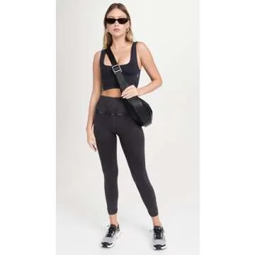 Free People Women's Square Neck Good Karma Bra, Black, M-L