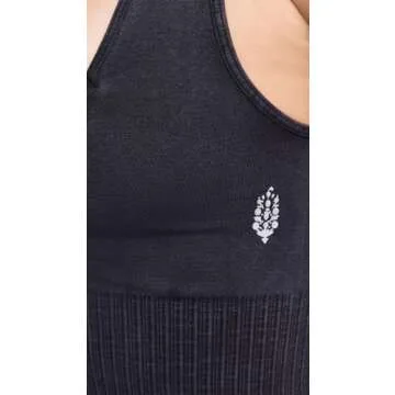 Free People Women's Square Neck Good Karma Bra, Black, M-L