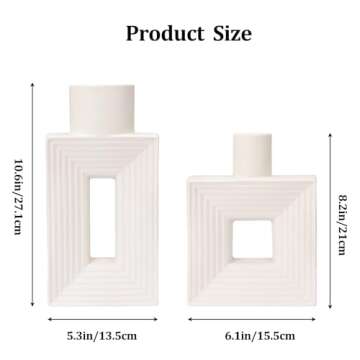 Stylish CEWOR White Ceramic Vase Set of 2 for Home Decor