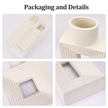 Stylish CEWOR White Ceramic Vase Set of 2 for Home Decor