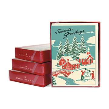 Cavallini Winter Wonderland Glitter Boxed Notes, Set of 10 (GGHOLBOX25)