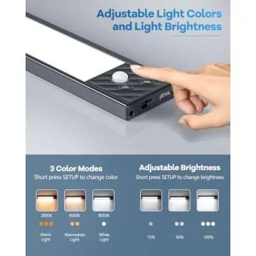 HIBOITEC Closet Lights Motion Sensor Wireless Light, 40 LED Rechargeable Dimmable Under Cabinet Lighting, Under Counter Light for Kitchen, Bedroom, Stair, Hallway, 3 Color Temperatures, 9 inch