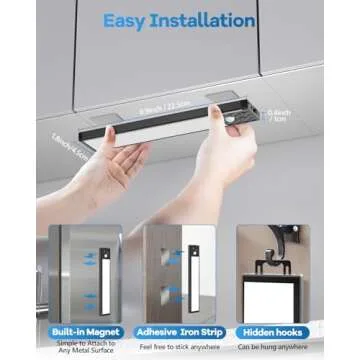 HIBOITEC Closet Lights Motion Sensor Wireless Light, 40 LED Rechargeable Dimmable Under Cabinet Lighting, Under Counter Light for Kitchen, Bedroom, Stair, Hallway, 3 Color Temperatures, 9 inch