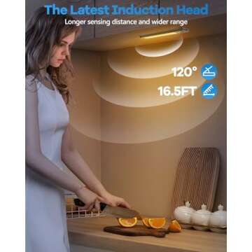 HIBOITEC Closet Lights Motion Sensor Wireless Light, 40 LED Rechargeable Dimmable Under Cabinet Lighting, Under Counter Light for Kitchen, Bedroom, Stair, Hallway, 3 Color Temperatures, 9 inch