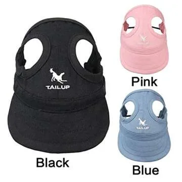 CHDHALTD Outdoor Pet Baseball Cap,Canvas Casual Dog Visor Cap Sun Protection Hats with Ear Holes for Puppy Dog Hats Costume Accessories(L Blue)