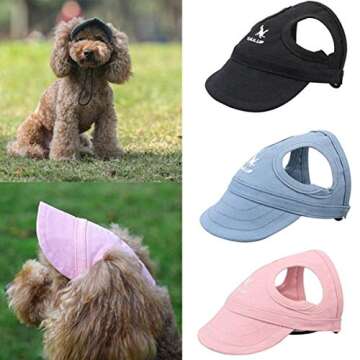 CHDHALTD Outdoor Pet Baseball Cap,Canvas Casual Dog Visor Cap Sun Protection Hats with Ear Holes for Puppy Dog Hats Costume Accessories(L Blue)
