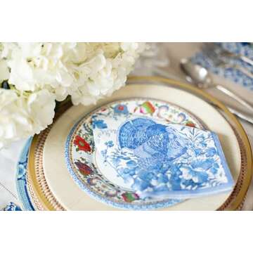 Elegant Caspari Turkey Toile Luncheon Napkins - 40 Pack