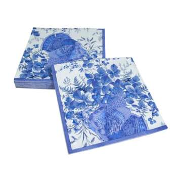 Elegant Caspari Turkey Toile Luncheon Napkins - 40 Pack