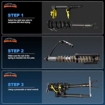 8MILELAKE Macpherson Strut Spring Compressor Kit Interchangeable Fork Coil Extractor Tool Set